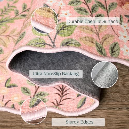 Pink Floral Entry Rug (Floral - Pink / 3' x 5' (Rectangular))