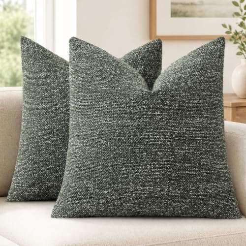 Textured Woven Throw Pillow Covers 20x20 Set of 2 Olive Green (Olive Green / 20" x 20" (Pack of 2))