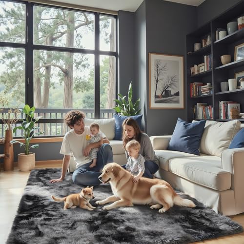 4x6 Area Rugs for Bedroom (Dark Grey Tie-dyed / 4' x 6' (Rectangular))