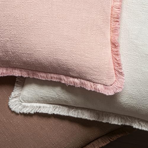 Boho Linen Fringe Decorative Throw Pillow Covers Pink 20x20 (20" x 20" (Pack of 2) / Pink)
