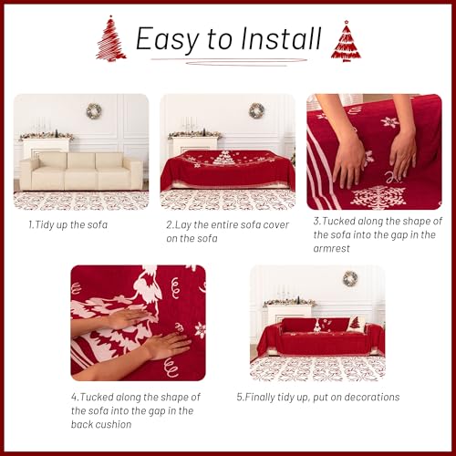 Couch Covers Couch Cover for Dogs Washable Couch Covers for Sectional Sofa Sofa Covers for 3 Cushion Couch Sofa Cover for Living Room Furniture Protector for Pets (71" x 134" / 6# Christmas)