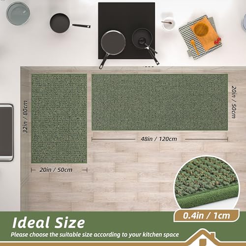 Kitchen Rugs and Mats 2PCS Non (Green / 20"x32"+20"x48" (Rectangular))
