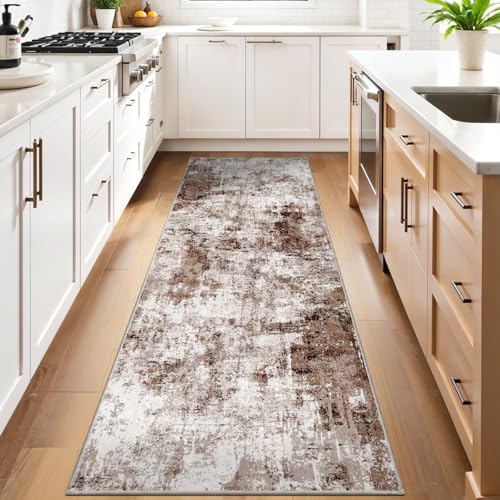 3x10 Washable Runner Rugs for Hallway (Brown/Khaki/White / 3' x 10' (Runner))