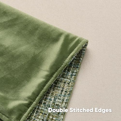 Pack of 2 Tweed Chenille Throw Pillow Covers 18x18 Inch (Dark Green / 18" x 18" (Pack of 2))