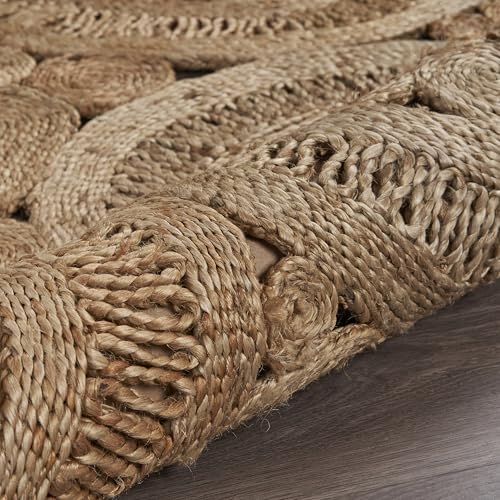 6ft Round Scalloped Jute Indoor Area Rug (Natural / 6' (Round))