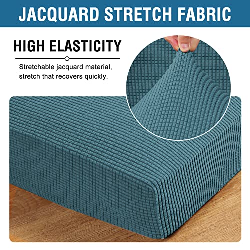 Super Stretch Individual Seat Cushion Covers Sofa Covers Couch Cushion Covers Slipcover Sets Thick Jacquard Textured Twill Fabric (Storm Blue / 2 Cushion Loveseat)