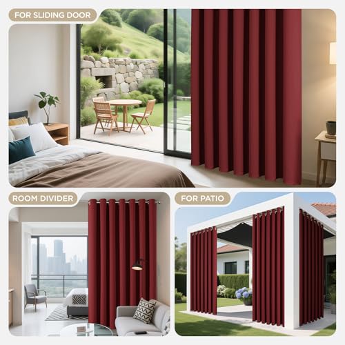 Blackout Patio Sliding Door Curtains (Burgundy Red / 60"W x 108"L (Pack of 1))