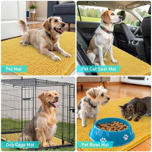 Dog Door Mat for Muddy Paws 36x24 (Yellow / 36" X 24")