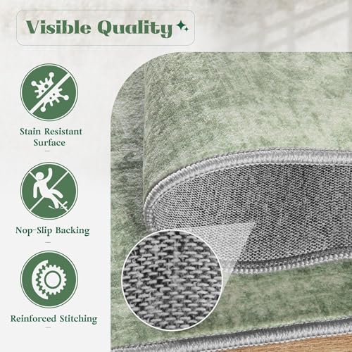 Area Rug 10x14 Washable Rug (Sage Green / 10' x 14' (Rectangular))