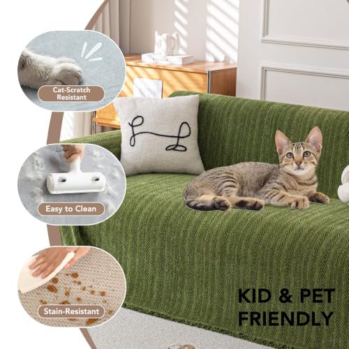 Couch Cover for Sofa (Fishbone Green / 91*118 inch)