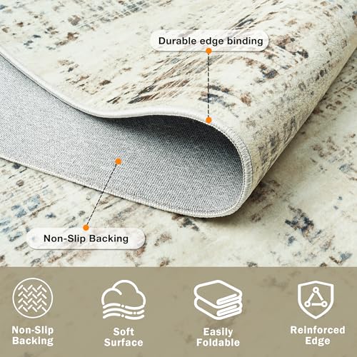 9x12 Washable Area Rug for Living Room Bedroom (Gray White/Blue / 9' x 12' (Rectangular))