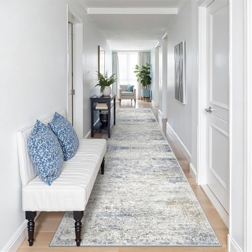2'6 x 10' Runner Rug Non Slip (Blue/Brown/Ivory / 2'6" x 10' (Runner))