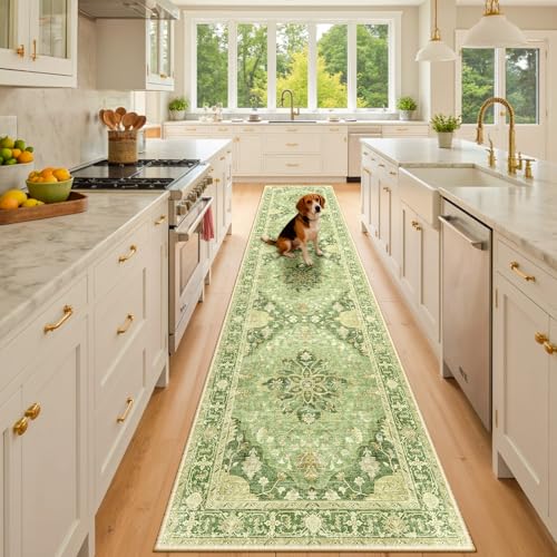 Washable Area Rug (Green/Yellow / 2' x 10' (Rectangular))