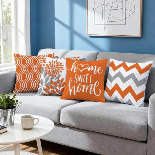 Throw Pillow Covers 16x16 (Orange / 16" x 16" (Pack of 4))