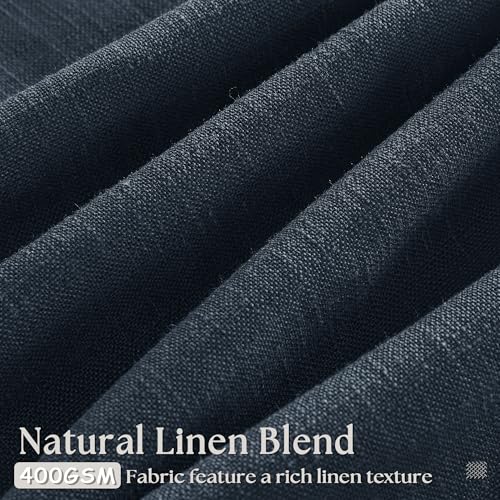 Navy Blue 80 Inch Pinch Pleated Linen Curtains 2 Panels Set (Navy / 40"W x 80"L (Pack of 2))