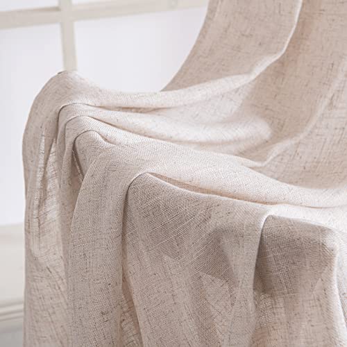 Natural White Linen Curtains 52x63 Inch Length 2 Panels for Bedroom (52"W x 63"L (Pack of 2) / Natural Linen White)