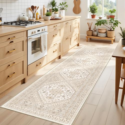 Runner Rug 2x8 Runners for Hallways Washable Rugs (Cream/Beige / 2' x 8' (Runner))