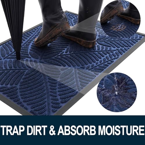 Waterproof Front Doormat (Navy / 35" X 23")
