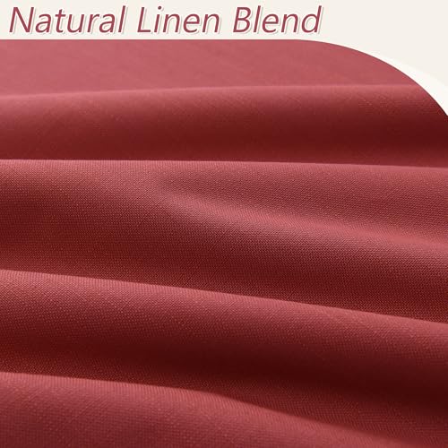 Red 100% Blackout Linen Curtains 84 Inch Length 2 Panels Set for Living Room Bedroom Back Tab (Red / 52"W x 84"L (Pack of 2))
