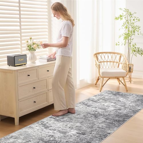 3x8 Washable Runner Rug for Hallway (Grey / 3' x 8' (Runner))