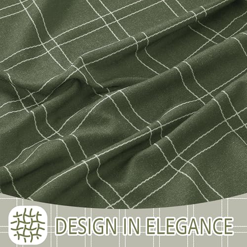 Rustic Grid Pattern for Farmhouse (52"W x 96"L (Pack of 2) / Grid Pattern | Olive Green)