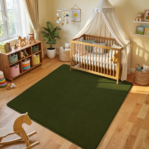 5x5 Square Area Rug for Bedroom Living Room (5' x 5' (Square) / Olive Green)