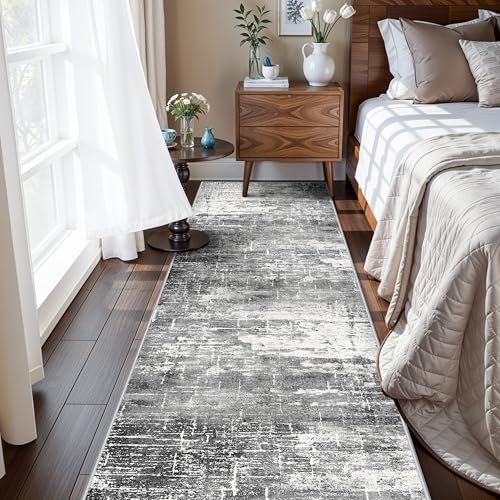 2x8 Washable Hallway Runner Rug (2' x 8' (Rectangular) / Black/Grey)