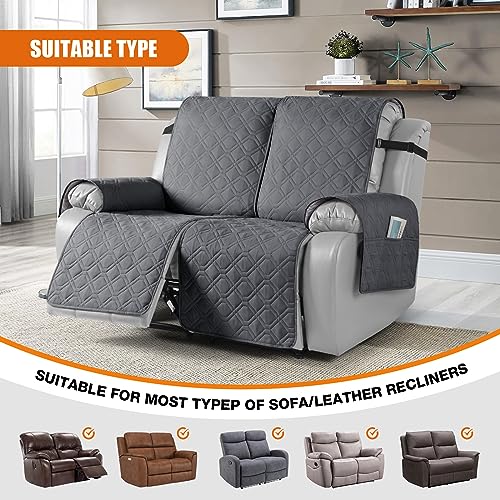 Waterproof Recliner Couch Covers Washable (Dark Gray / Oversized 2 Seater)