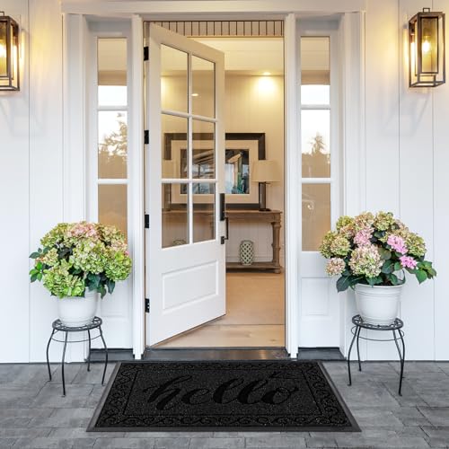 Welcome Mats for Front Door 29.5x17 (Black / 29.5x17 Inch)