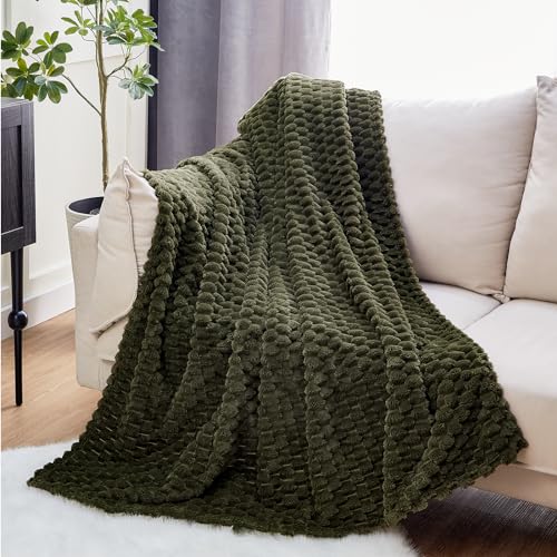 Turtle Shell Throw Blanket Moss Green for Couch Gentle Soft Fleece (Moss Green / Throw)