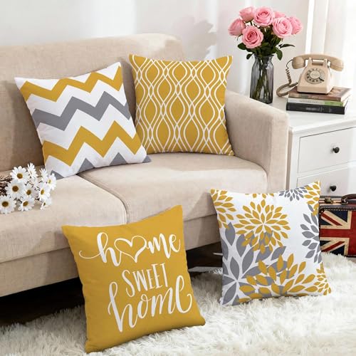 Throw Pillow Covers 20x20 (Yellow / 19.7" x 19.7" (Pack of 4))