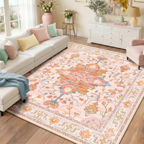 Washable Area Rug (Pink/Light Pink/Colorful / 8' x 8' (Square))