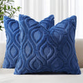 Faux Fur Plush Soft Dark Blue Throw Pillow Covers 26x26 Set of 2 (26" x 26" (Pack of 2) / Dark Blue)