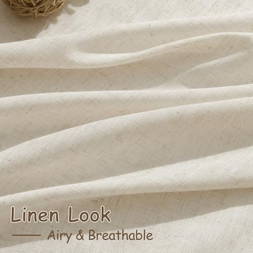 Extra Long 120 Inch Curtains for Living Room Birch Beige Linen Light Filtering Semi Sheer Curtain Back Tab Modern Farmhouse Decor Floor to Ceiling High Window for Bedroom 52x120 (52"W x 120"L (Pack of 2) / Birch Beige)