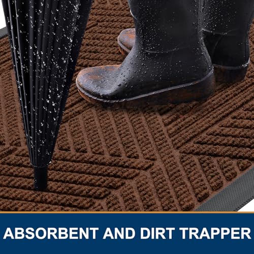 Front Door Mat Outside Entrance (Deep Coffee / 47" X 32")