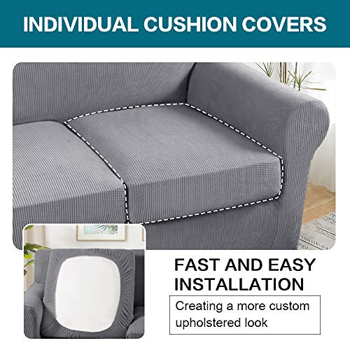 4 Piece Sofa Covers for 3 Cushion Couch Sofa Slipcover Soft Couch Cover for Dogs (XL Sofa (3 Cushion) / Dove)