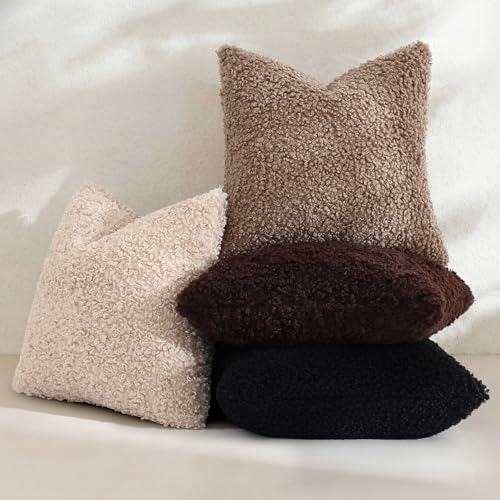 Sherpa Decorative Throw Pillow Covers 18x18 Set of 2 Black (Black / 18" x 18" (Pack of 2))