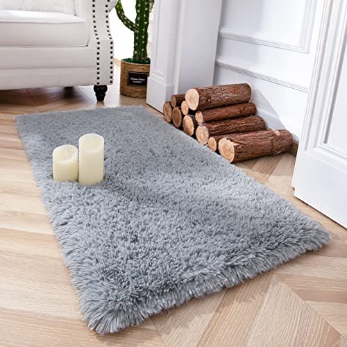 Soft Area Rugs for Bedroom Living Room Plush Fluffy Rug 2x4 (Grey / 2' x 4' (Runner))