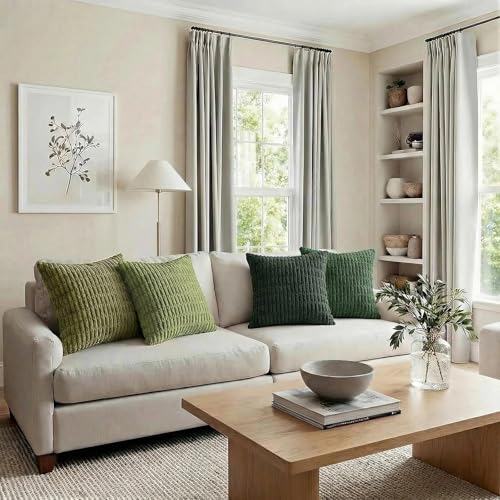 4 Packs Decorative Throw Pillow Covers for Living Room Couch Bed (22" x 22" (Pack of 4) / Green Series)
