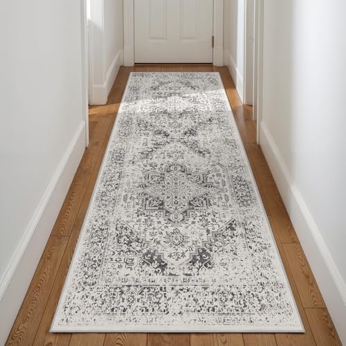 3x8 Washable Runner Rug (Distressed Grey / 3x8)