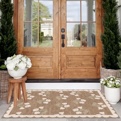 Floral Outdoor Rugs (Flower - Brown / 2'4" x 3'7" (Rectangular))