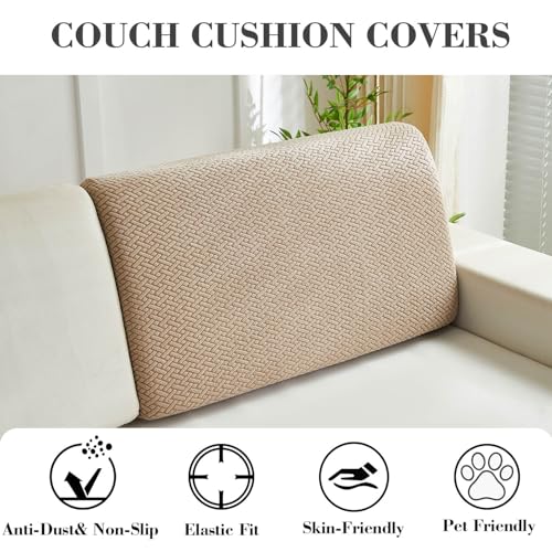 Sofa Covers Couch Covers for Sofa Pet Friendly Couch Cushion Covers Universal Sofa Covers Washable Stretch Slipcovers for Sectional Sofa (Texture Light Coffee / Back Cover L)