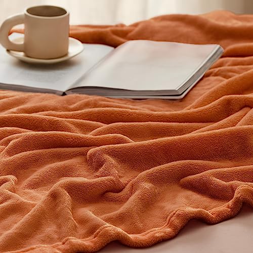 Soft Cozy Warm King Size Fleece Blanket for Bed Orange 108"x90" (Orange / King (108" x 90"))