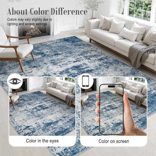 5x7 Area Rug Living Room (Blue / 5' x 7' (Rectangular))