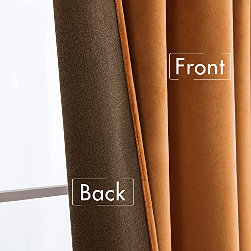 Velvet Curtains 52x96 inches 2 Panels Gold Brown Blackout Curtains (Gold Brown / 52"W x 96"L (Pack of 2))
