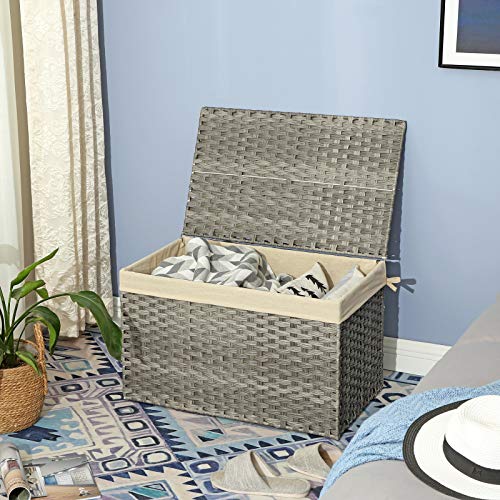 Woven Storage Basket with Lid (160 L / Gray)