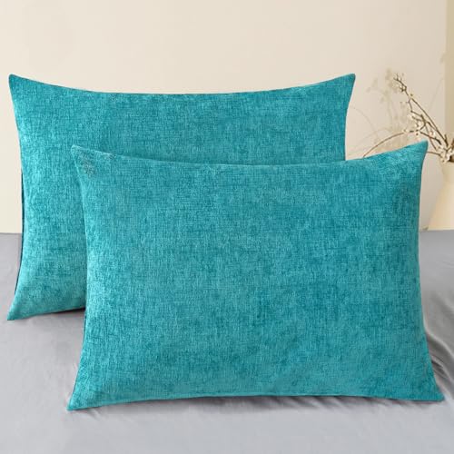 Decorative Standard Throw Pillow Covers 26 X 20 Inches Lake Blue (26" x 20" (Pack of 2) / Lake Blue)
