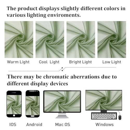 Sage Green Sheer Curtains 72 Inches Long 2 Panels Set (Sage Green / 40"W x 72"L (Pack of 2))