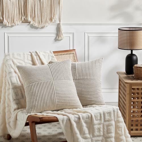 2 Packs Neutral Taupe Euro Decorative Throw Pillow Covers 26x26 Inch for Couch Bed Sofa (Neutral Taupe / 26" x 26" (Pack of 2))