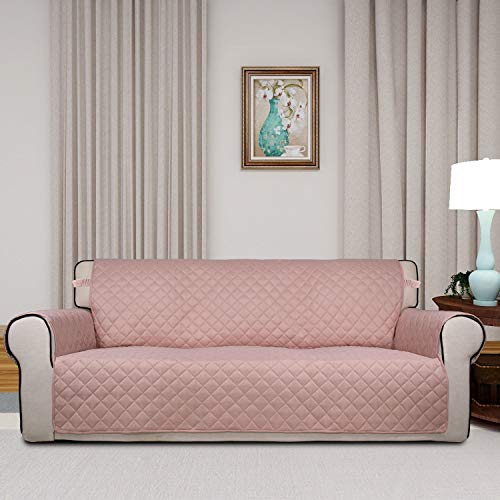 Reversible Quilted Sofa Cover Dog Couch Covers for Sofa (Large / Pink/Beige)